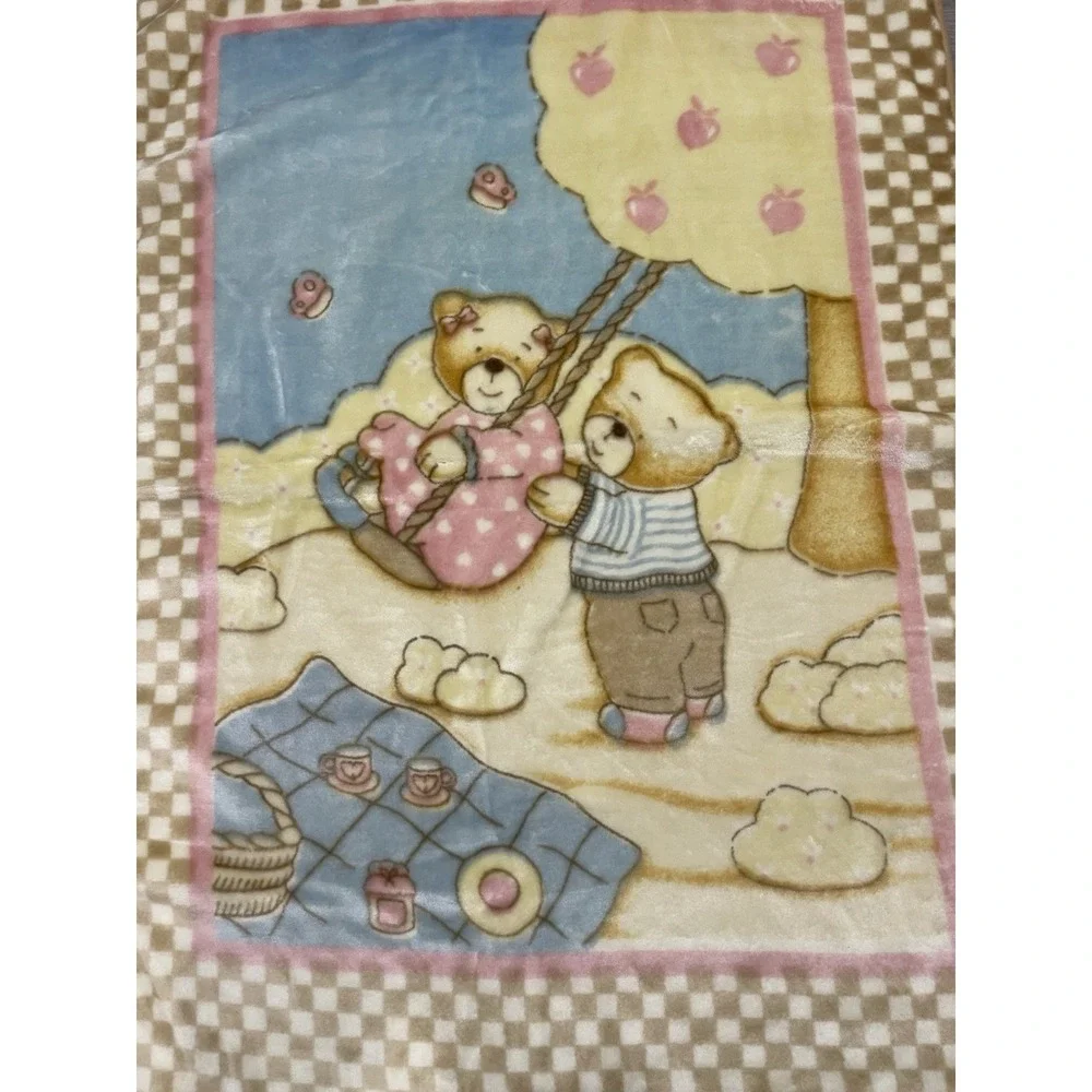 Vintage Teddy Bears Plush Edredonna Spanish Baby Blanket Swinging‎ Warm